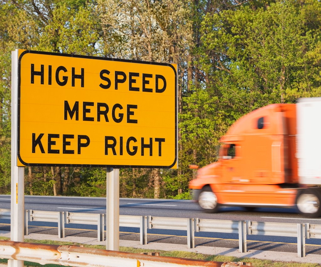 merge road sign