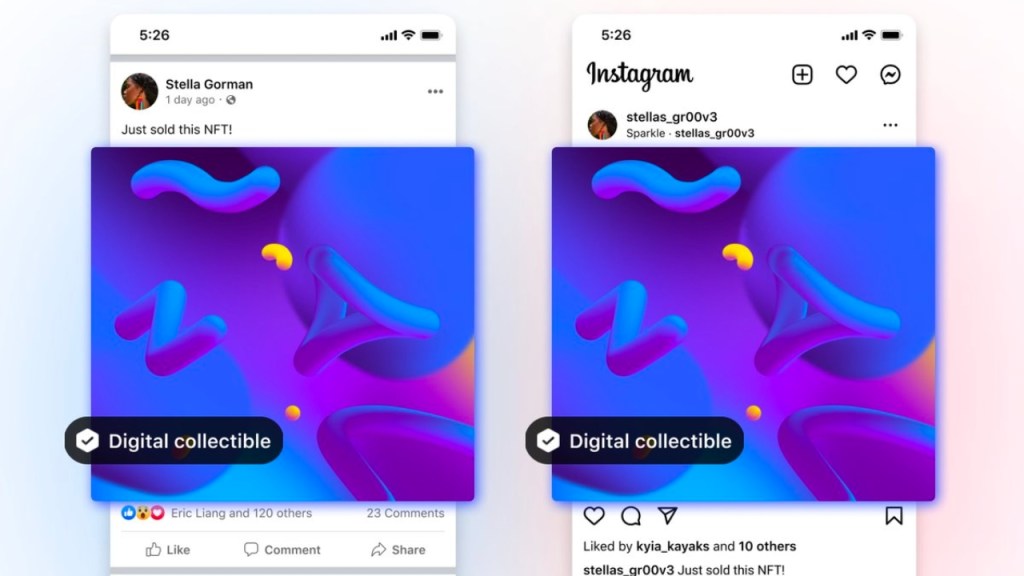 All Facebook and Instagram users in the US can now share NFTs, cross-post between both apps
