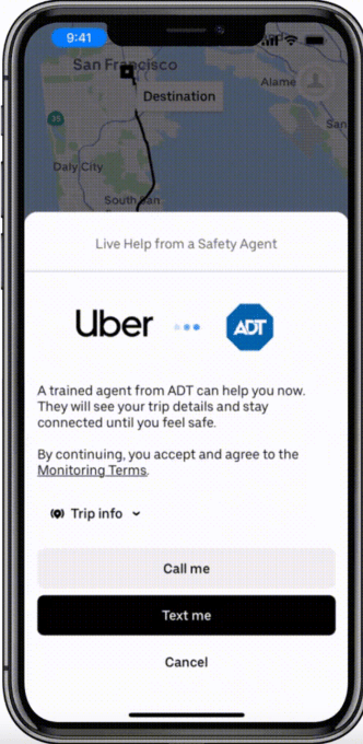 Uber partners with ADT to let riders get in touch with a live safety agent