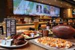 bar scene; food, football, beer