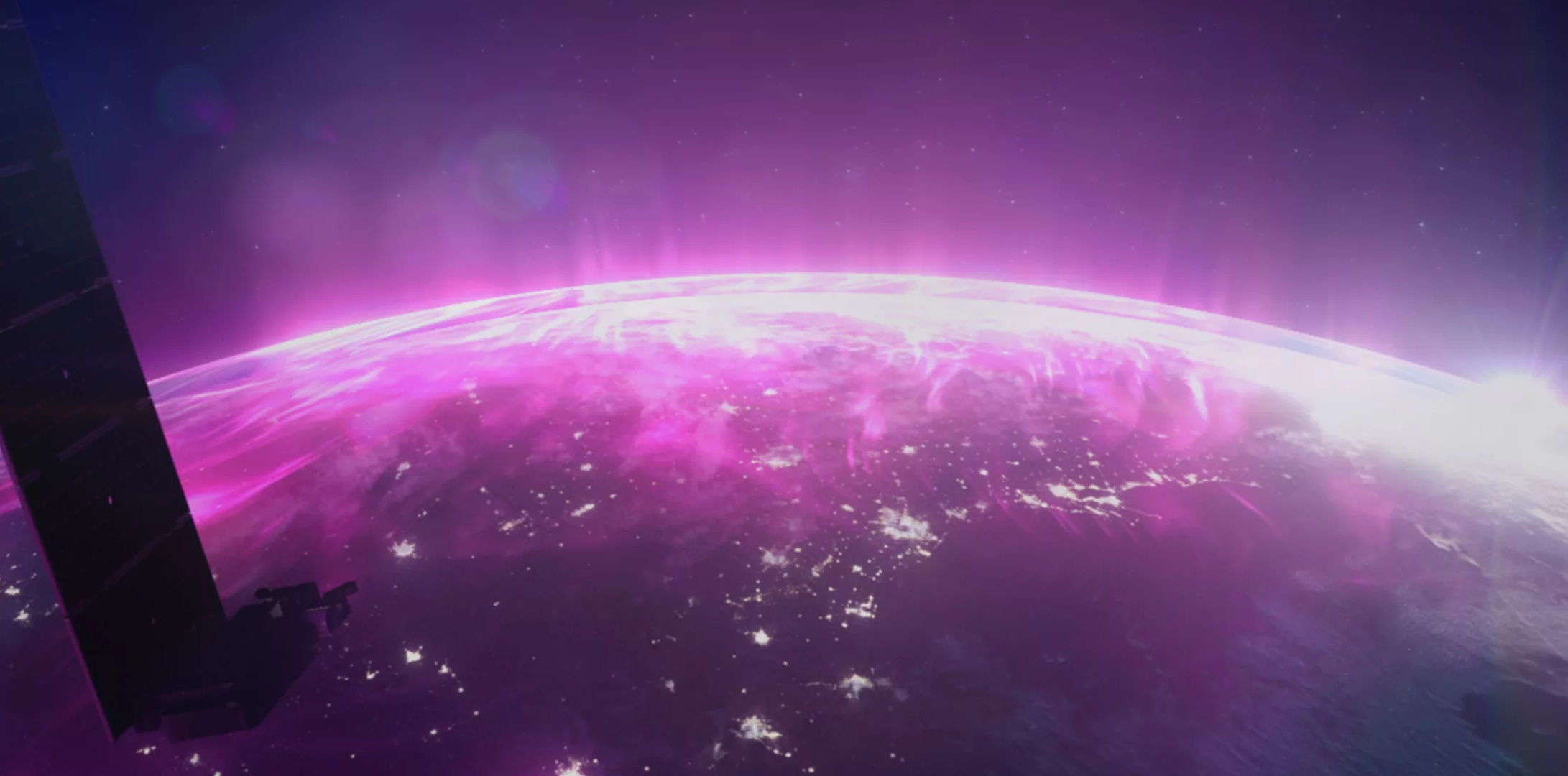 globe avec brume violette
