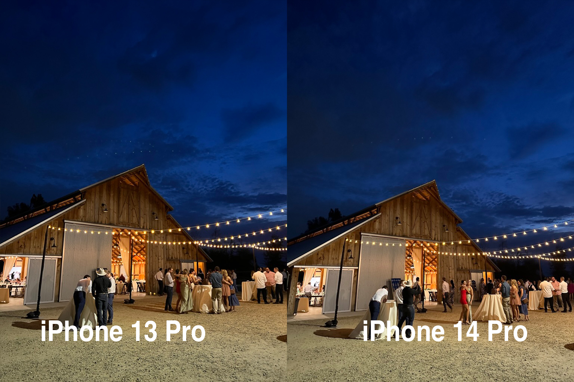 comparison shot of iPhone 13 pro and iPhone 14 pro night mode