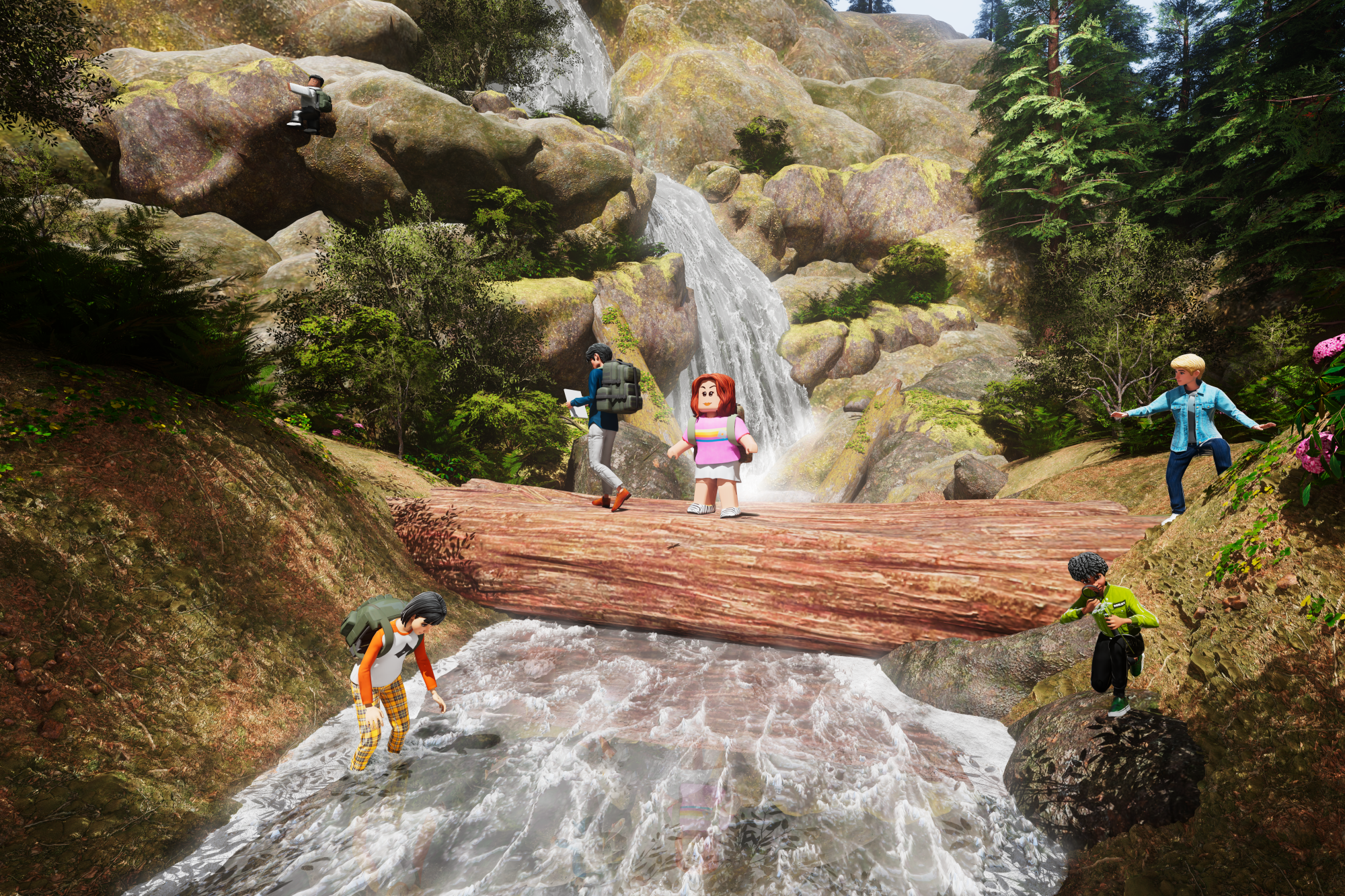Roblox avatars in a forest