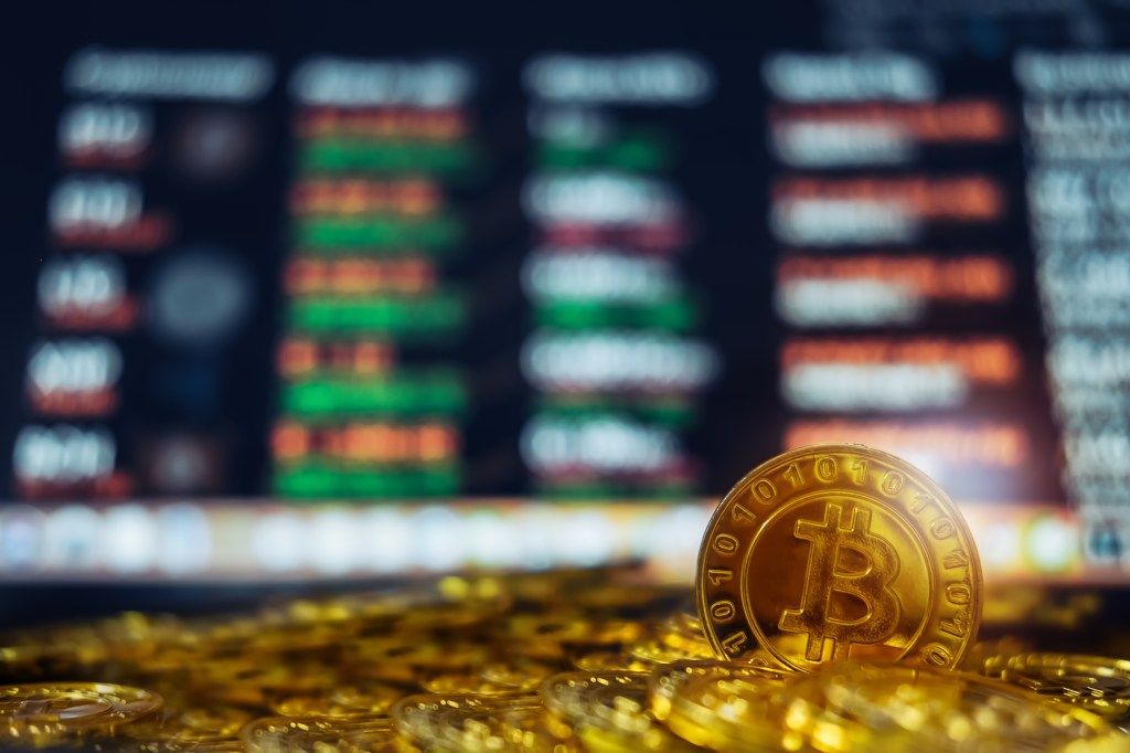 virtual money concept, Gold Bitcoins
