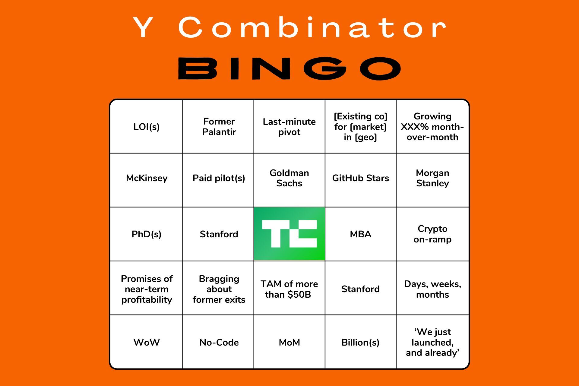 Come play YC bingo with TechCrunch