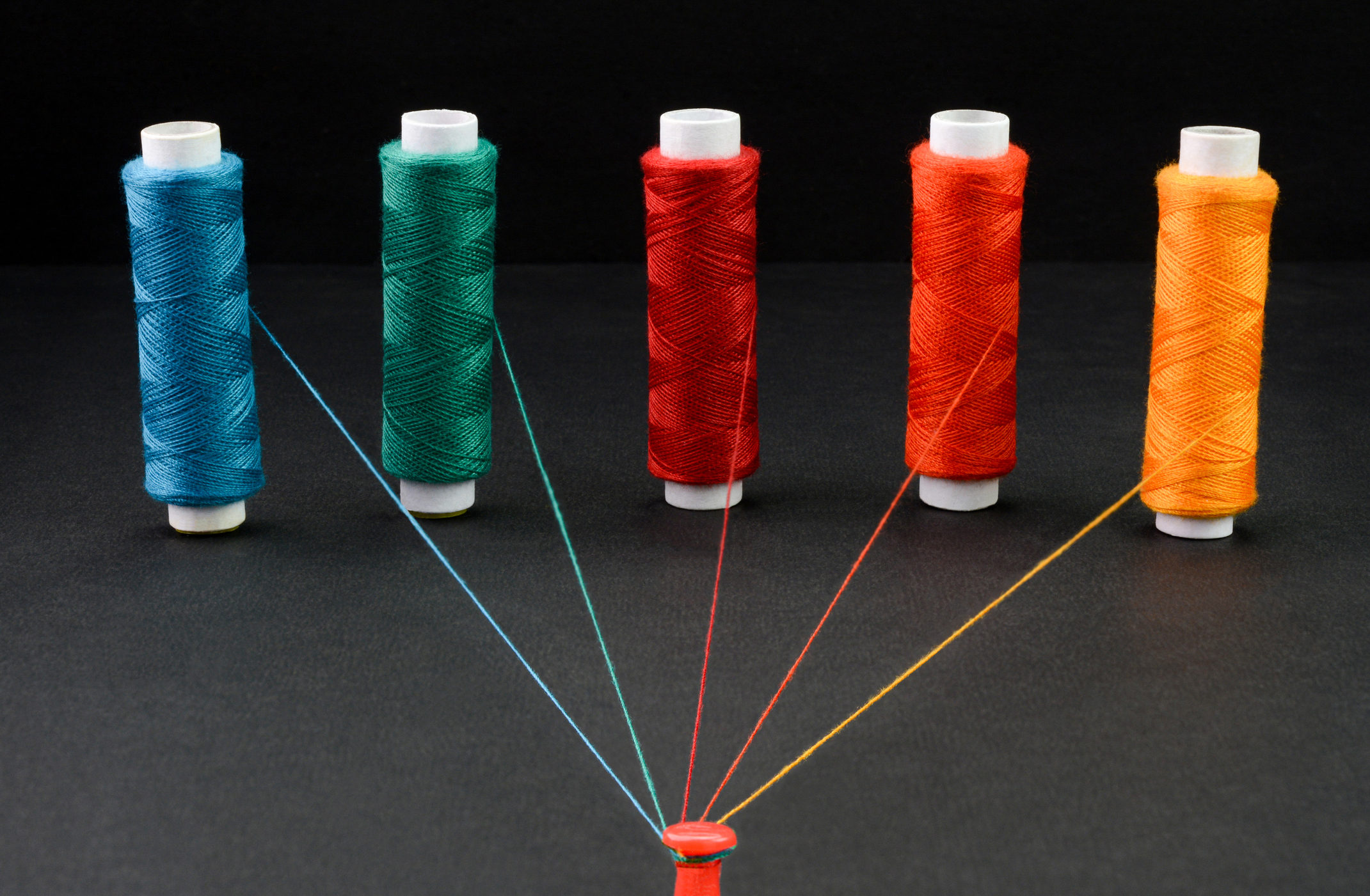 Multicolored strings attached together;  5 ways of risk management