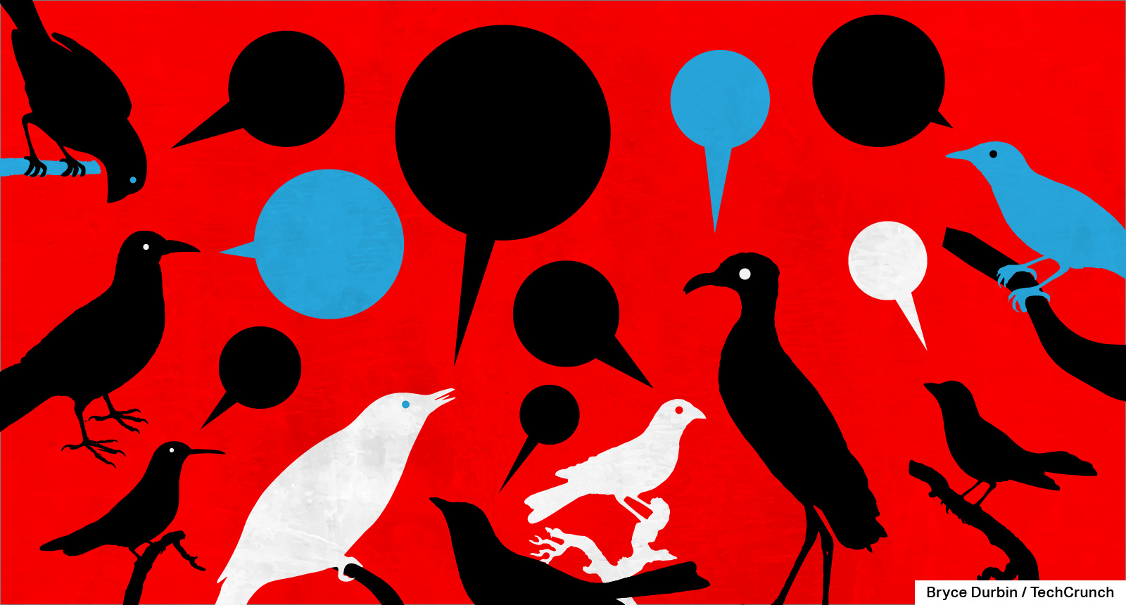 ilustración de pájaros con burbujas de discurso
