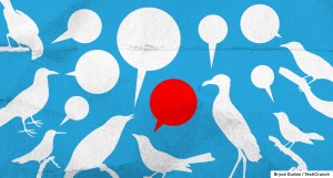 illustration of birds with speech bubbles
