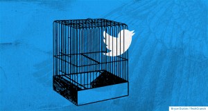 twitter logo in a cage