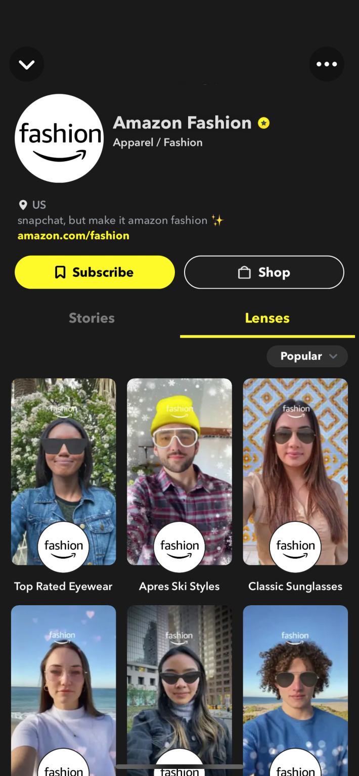 Snapchat si unisce ad Amazon fashion