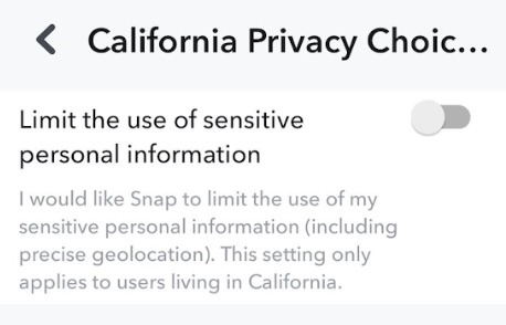 Snapchat complies with the California Privacy Rights Act with a new toggle switch for users