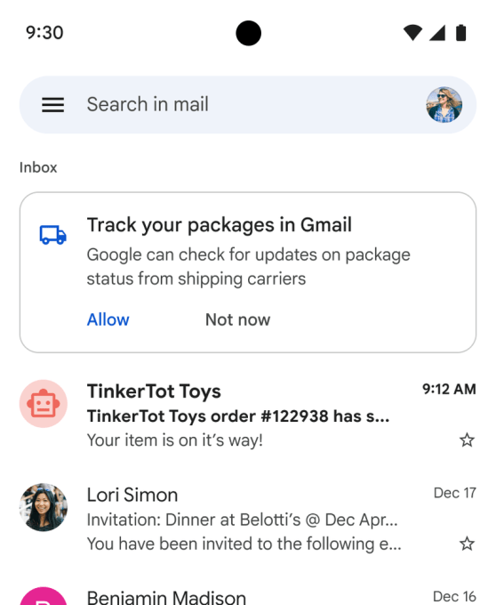Gmail to add a new package tracking feature ahead of holiday shopping season