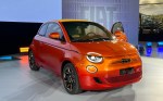 Fiat's all-electric 500e, shown at the 2022 LA Auto Show.
