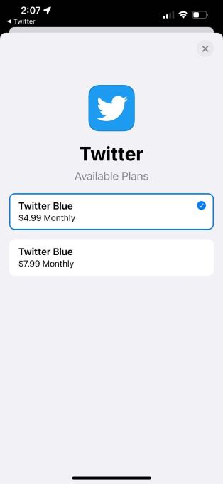 Twitter Blue with verification