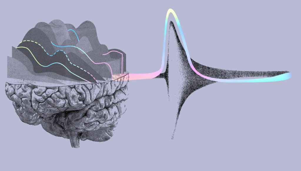 Artistic images of the brain and action potentials happening in it.