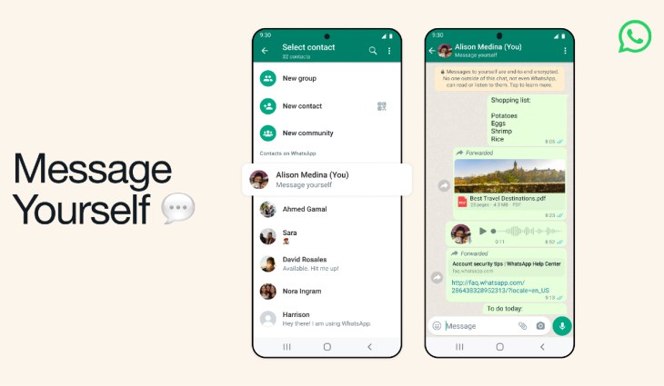 WhatsApp rolls out a feature that makes it easier to message yourself | TechCrunch
