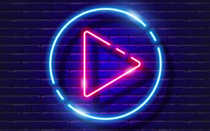 "play" icon neon sign