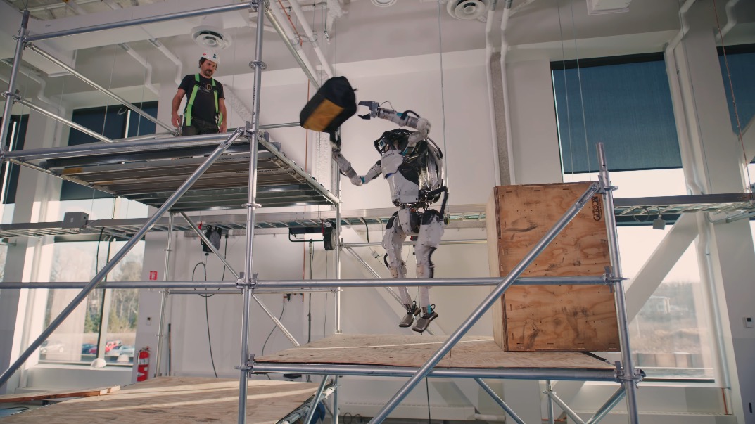 The robot Atlas from Boston Dynamics jumps