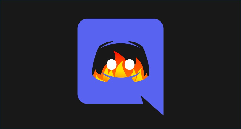 Discord logo in flames