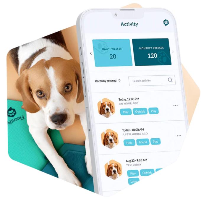 El sistema de botones parlantes de FluentPet te permite recibir un "texto" de tu perro