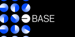 An image of a blue and white circles on a black screen with the words 'BASE' next to it, for Coinbase