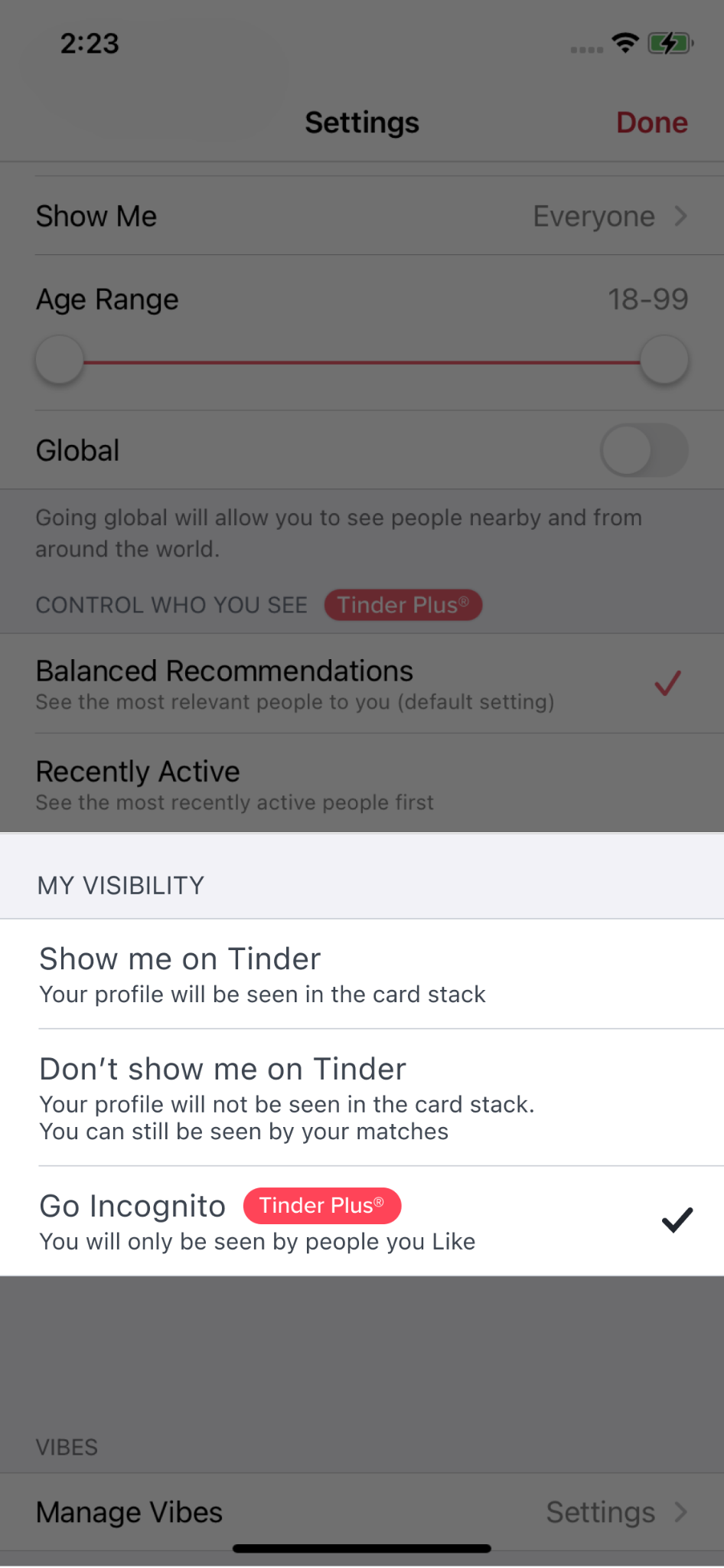 Tinder incognito mode