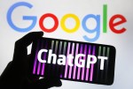 Google logo next to ChatGPT logo on a phone