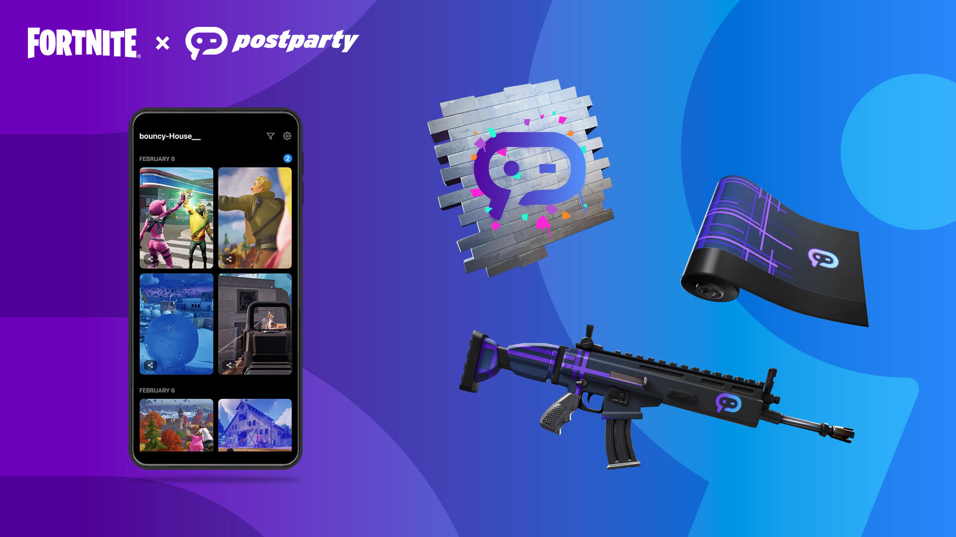Fortnite Postparty app and in-game skins