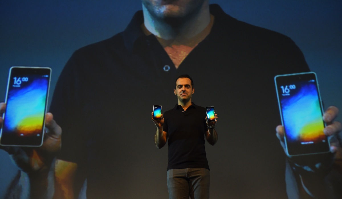 Hugo Barra at a Xiaomi smartphone launch in India