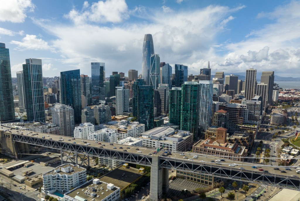 Aerial view of the San Francisco Skyline with the San Francisco-Oakland Bay Bridge in the foreground TechCrunch+ roundup: 20 questions VCs ask, crypto compliance tips, Indian investor survey