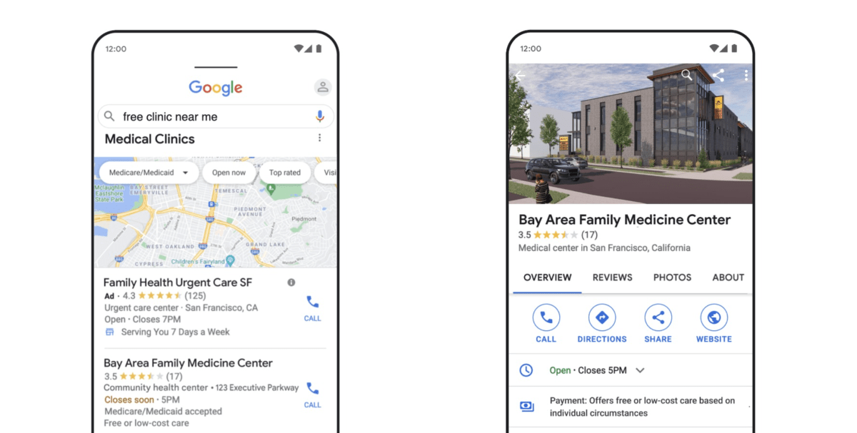 Google is making it easier to find low-cost healthcare centers in search results
