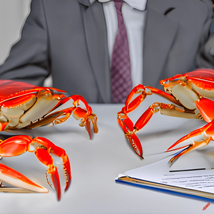 AI generated image of crabs in conversation