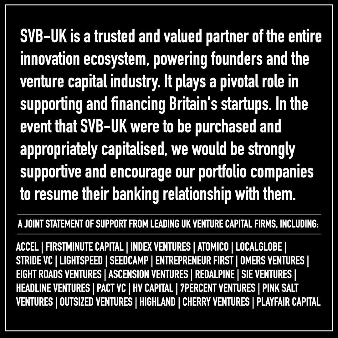 UK investors'joint statement on SVB-UK shut-down