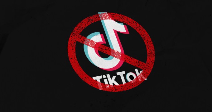 TikTok logo encircled by a "prohibited" symbol