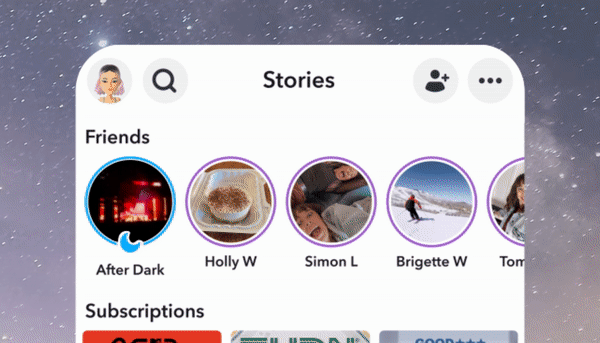 Snapchat's After Dark Story feature