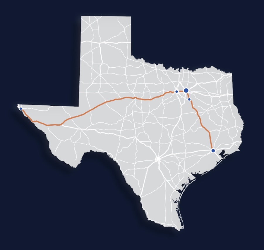 Aurora self-driving truck route texas