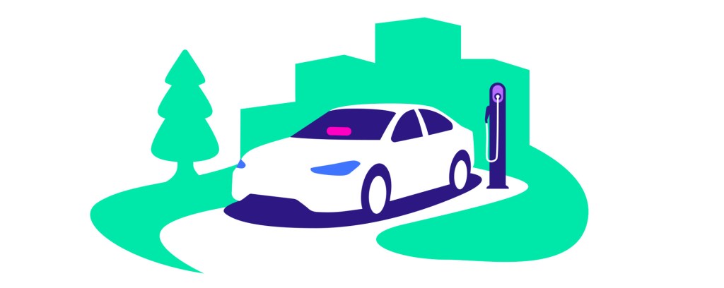illustration of an electric vehicle with Lyft logo