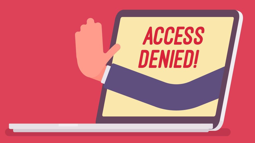 illustration of Access Denied sign on laptop screen.