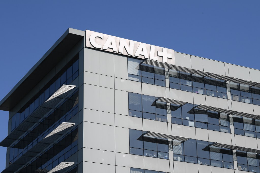 Exterior view of Canal+ is seen on April 16th in Boulogne Billancourt, near Paris.