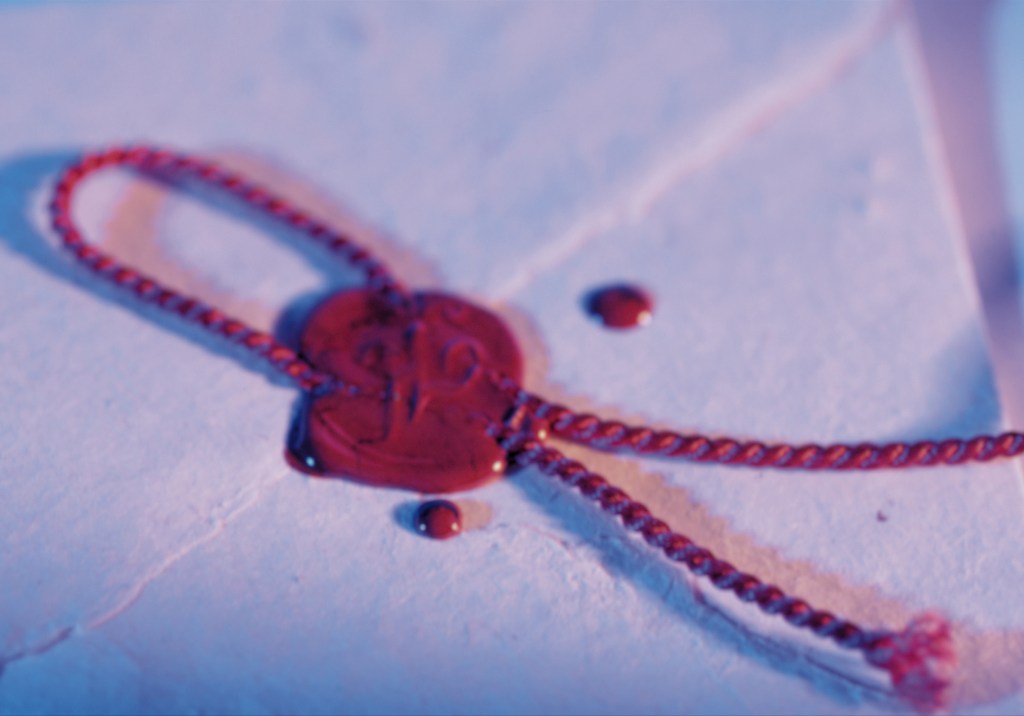Red wax seal on document