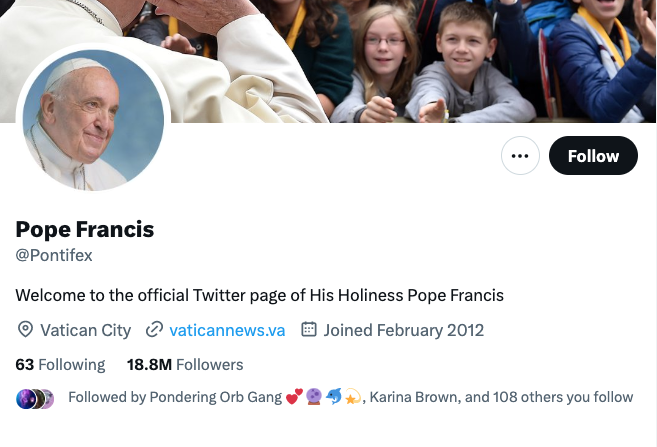 The pope isn't verified