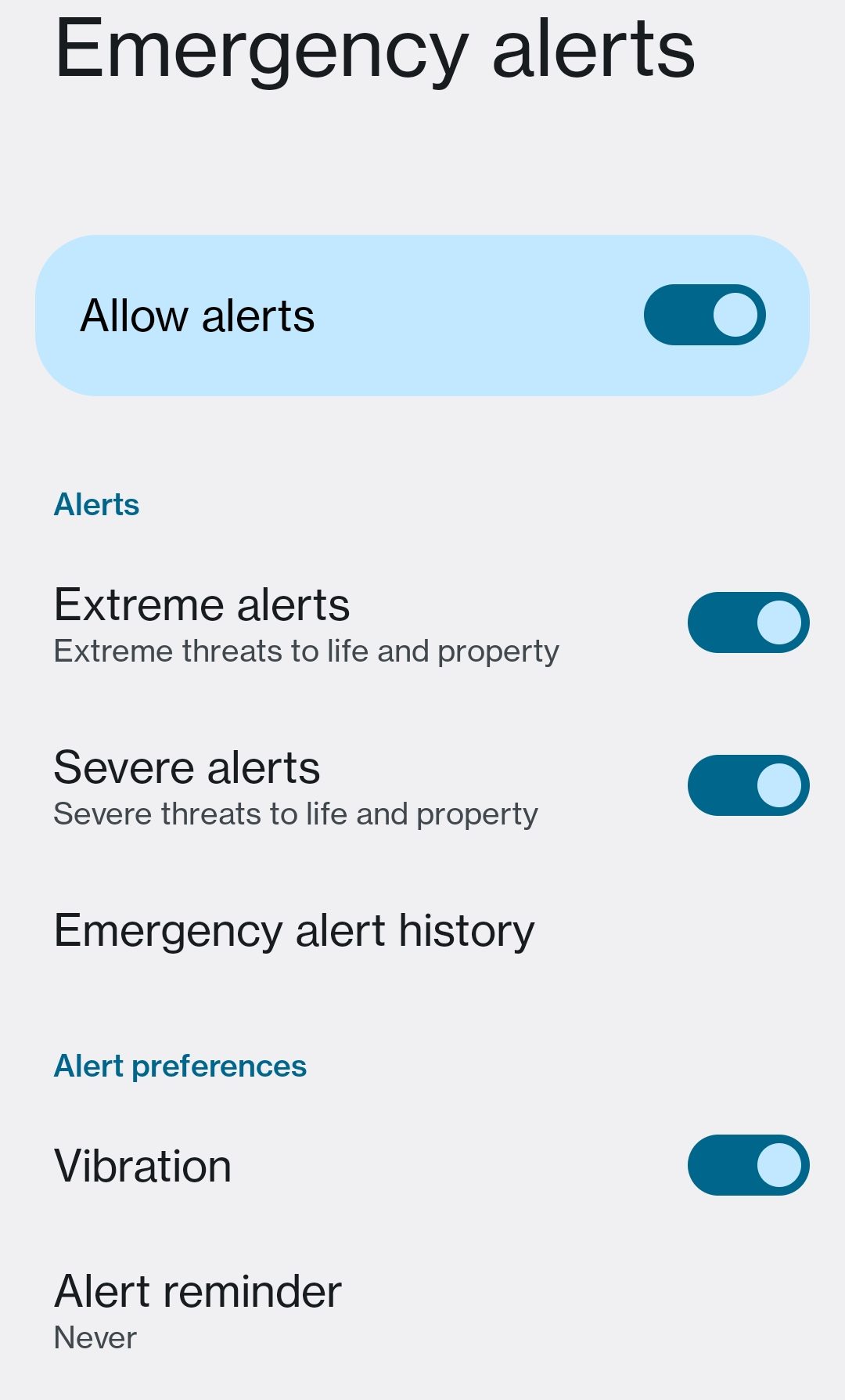 Android emergency alerts