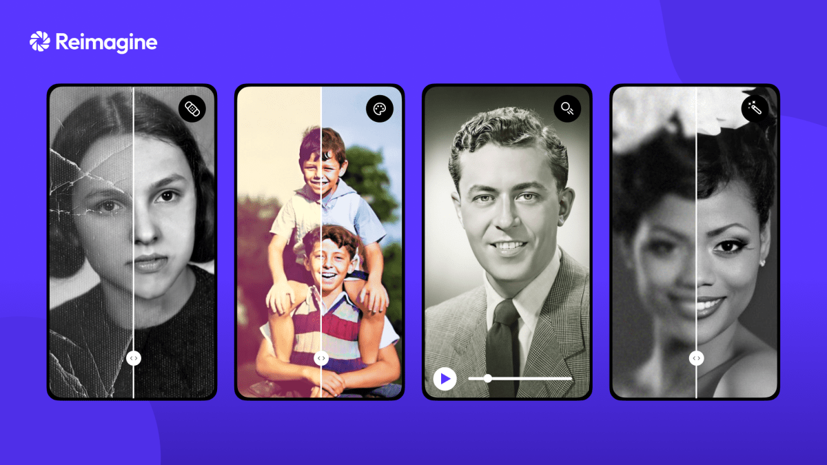 MyHeritage debuts Reimagine, an AI app for scanning, fixing and even animating old photos
