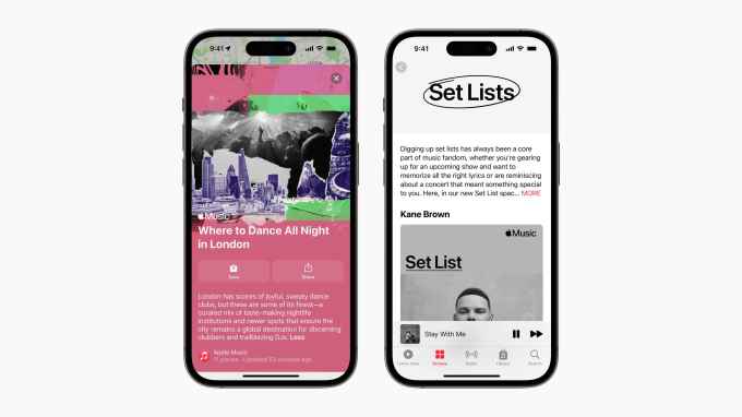 Apple Music app displayed on two smartphones