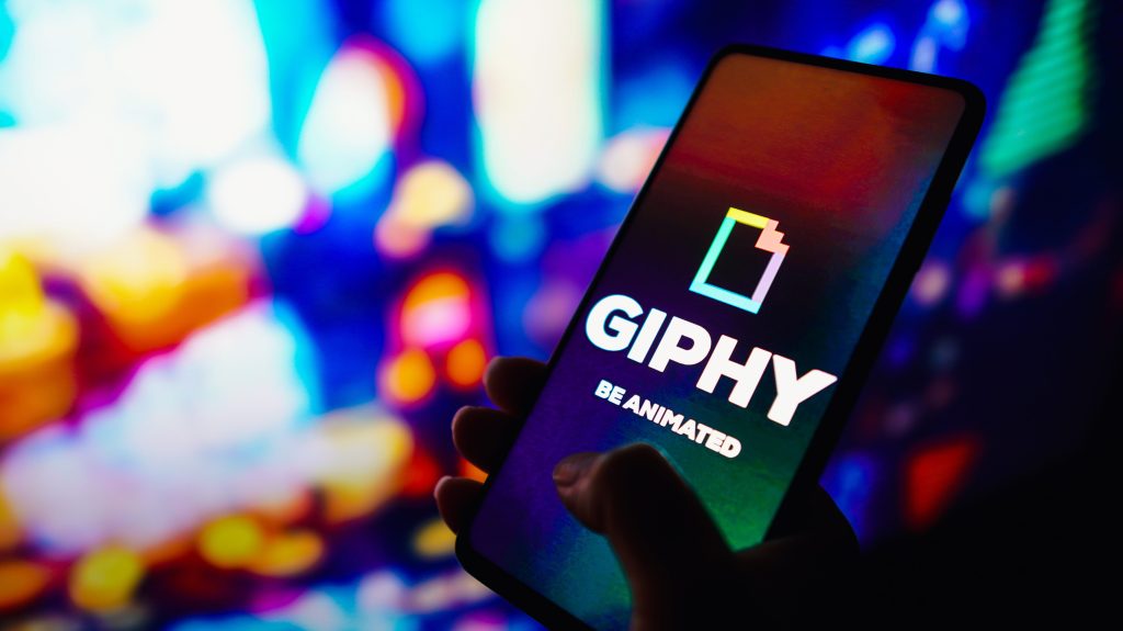 Giphy logo depicted on mobile screen