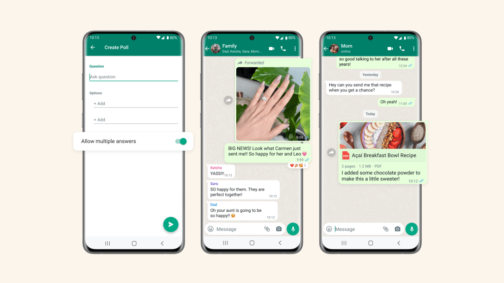 WhatsApp ahora le permite crear encuestas de un voto y cargar medios con subtítulos