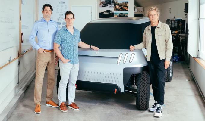 Telo cofounders Forrest North and Jason Marks stand beside head of design Yves Behar.