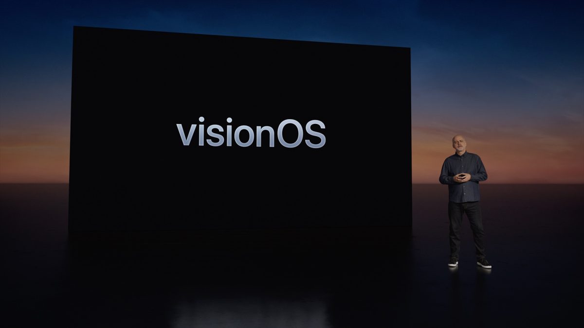 Apple'ın WWDC 2023 etkinliğinde visionOS ekranı