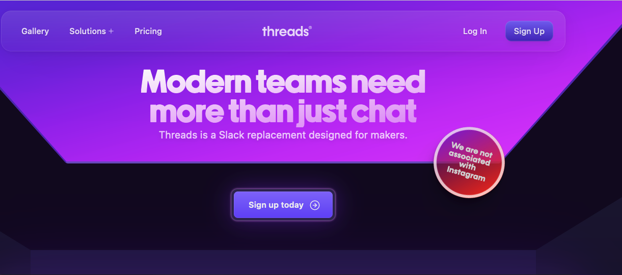 Threads.com ana sayfası