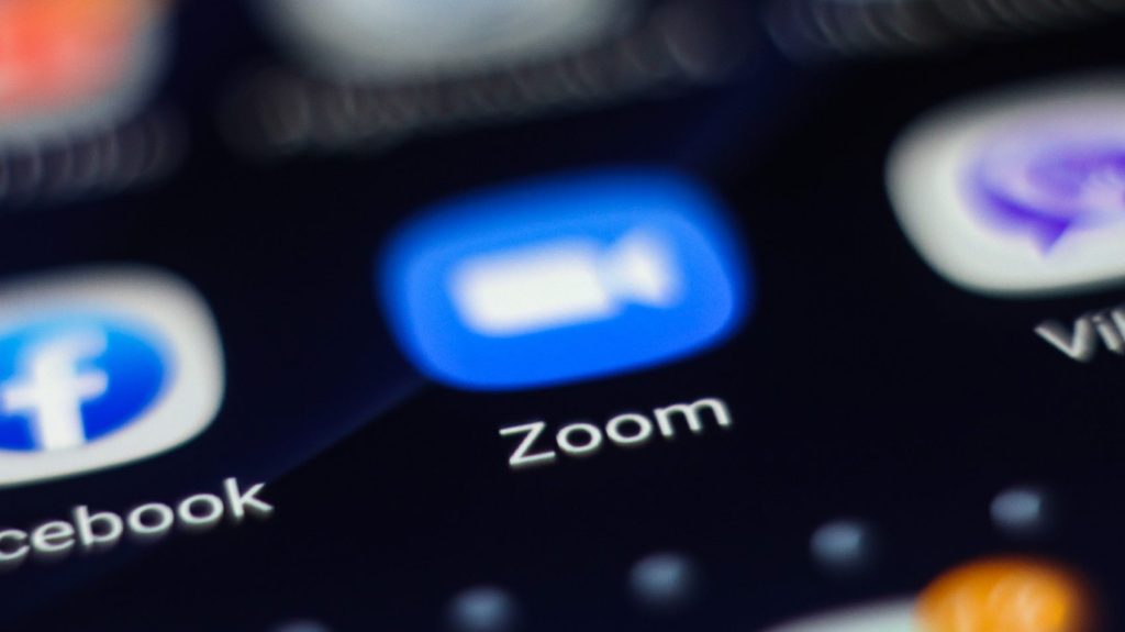 Zoom video app icon on smartphone